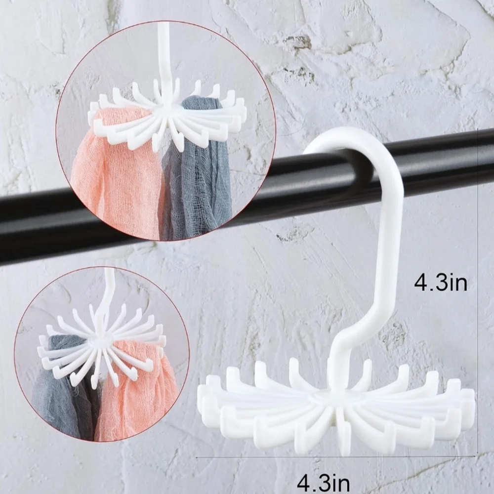 2 Rotaing Hanger Holds 20 Necklace Scarf Tie Storage Rack Organizer White